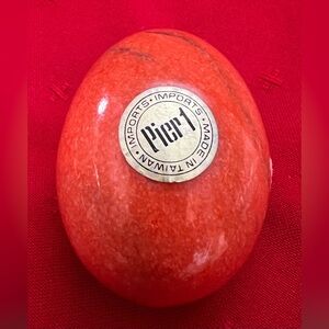 Pier 1 Vibrant Red Decorative Stone Egg